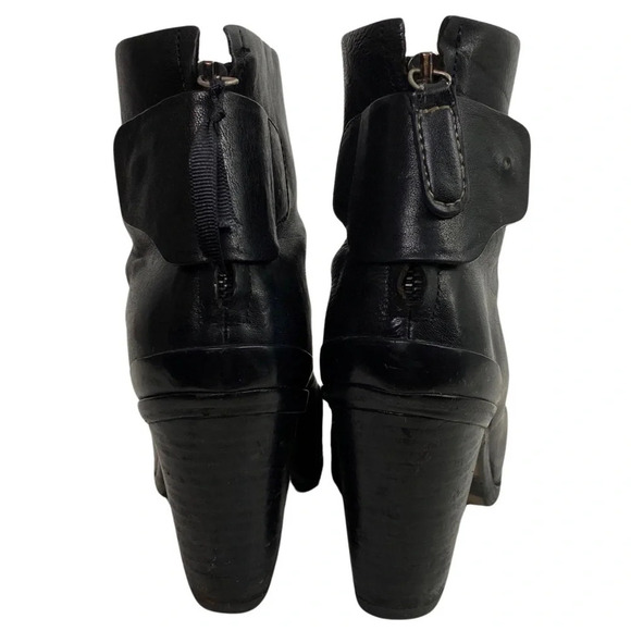 Rag & Bone Kerr Ankle Boots Womens 38.5 US 8 - 8.5 Black Leather Heeled Shoes - Picture 5 of 12